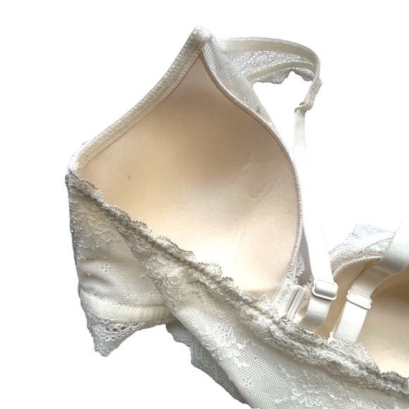 Spanx Bra Four Play Front Close Size L Ivory Lacy Wirefree - Picture 4 of 7